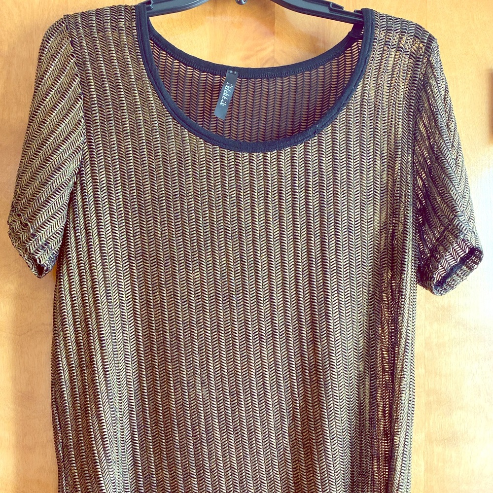 Black and gold see-through top
